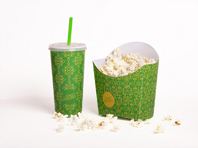 Street Features Packaging african box cinema drink movies packaging pattern popcorn retro