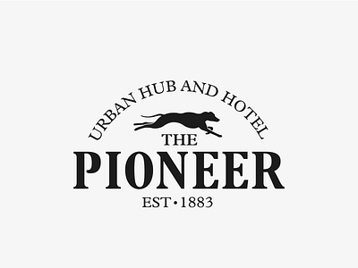 Pioneer Logo greyhound logo serif