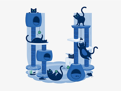 U is for User Experience cat cats experience illustration kitten lettering play post scratch toy user ux wool
