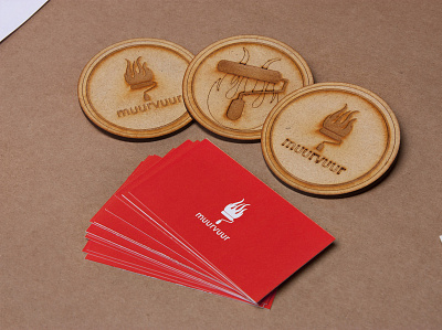 Muurvuur Stationery badges branding business cards logo