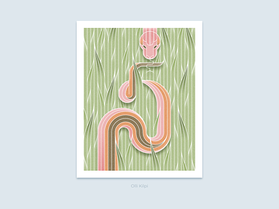 The Pink Snake art colors figma geometric graphic design grass green grid illustration nature pastel pattern pink snake