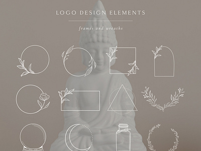 White Logo Elements, Frames and Borders. Spiritual, Astrologyю