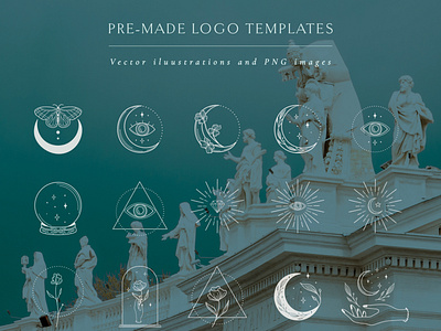 White Logo Elements Vector illustrations. Social Media.