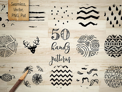 50 Handy Patterns aztec bundle chevron doodle drawn graphic elements graphics patterns seamless texture vector
