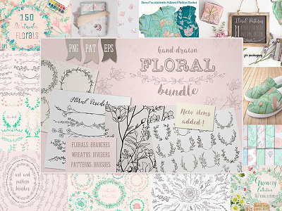 Floral Bundle ~ New Items Added! branches brushes bundle deal delicate vector dividers floral pat patterns png rustic