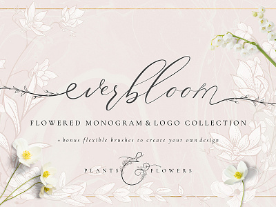 Flowered Monogram & Logo Collection floral monograms floral frames floral logo flowered monograms girly handwritten handwritten monograms logo collection logo creator logo templates elegant feminine logos