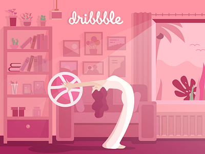 Hello Dribbble！ dribbble first girl home photoshop shot view yoga