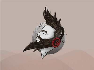 Music Lover Illustration abstract beard beats classy enjoy hair illustration love music style swag waveform