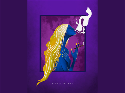 The Smoking Girl art blue concept art hair illustration procreate purple sadness