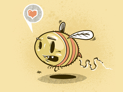 Busy Bee animal art artist bee character design digital art drawing graphic halftone heart illustration illustrator insect ipad art love procreate