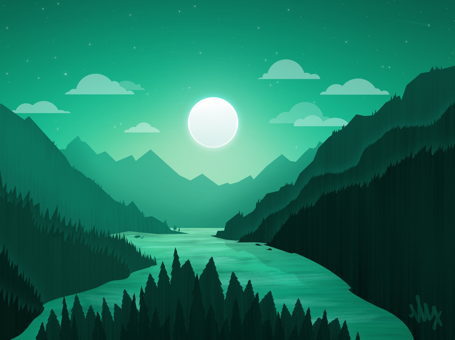 Flat Design Mountain Landscape by Max Miner on Dribbble