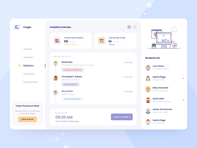 Online education platform clean colors dashboad e learning education students teacher uidesign ux