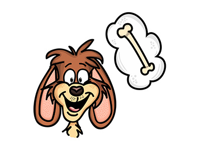 Cool Cartoon Happy Dog With Bone