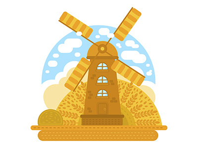 Wind Mill Vector Illustration flat