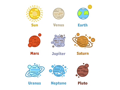 Vector Illustration Of The Solar System Planets flat