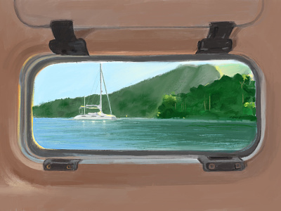 Ihla Grande boat digital painting ipad art ipadproart painting procreate procreatepainting window window view yacht
