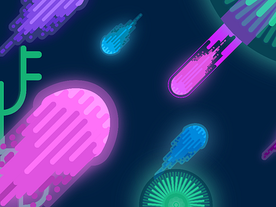 Underwater dark illustrator jellyfish neon underwater