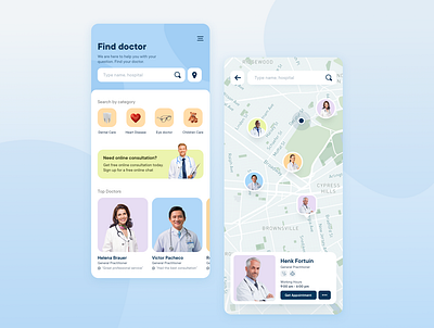 Doctor Appointment App | Concept app appointment booking design doctor flat icon map minimal mobile ui ui ux