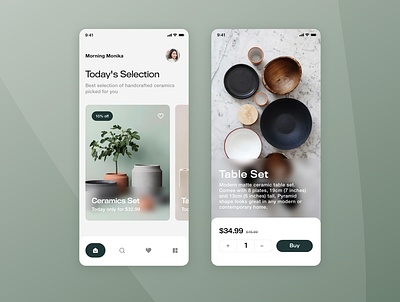 Ceramics Store Mobile UI | Concept app design ecommerce app minimal mobile ui product product page shop store ui