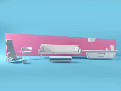 Bouncy Living Room Build 3d animation build build on c4d chair cinema 4d couch mograph motion room