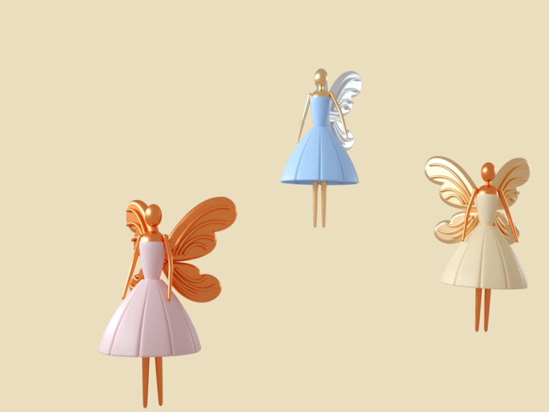 Fairies 3d animation c4d design fairy flower gold monochrome motion