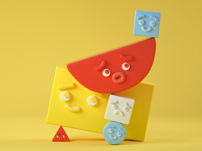 BlockBros - Yellow 3d blockbros blocks c4d cinema 4d design illustration shapes toy