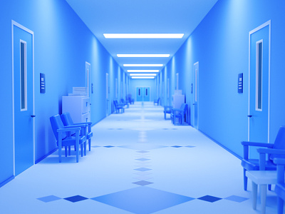 Blue Hallway c4d cinema 4d cute hallway illustration monochrome