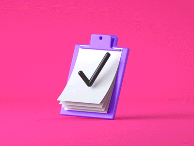 Animated 3D Icon - Clipboard 3d animated icon animation c4d cinema 4d clipboard cute icon saturation stylized vibrant