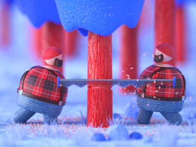 Lyft - Two Man Saw 3d animation c4d cinema 4d cute lumberjack saw