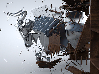 Metal Bull 3d animation c4d cinema 4d cinema4d destroy destructive modeling shatter