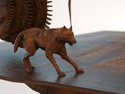 Wooden Wolf 3d c4d character cinema 4d illustration texture wolf wood wooden