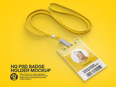 PSD Badge Holder Mockup mockup mockups yellow images