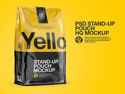 Stand-Up Pouch PSD Mockup 3d mockup pouch psd yellow images yellowimages