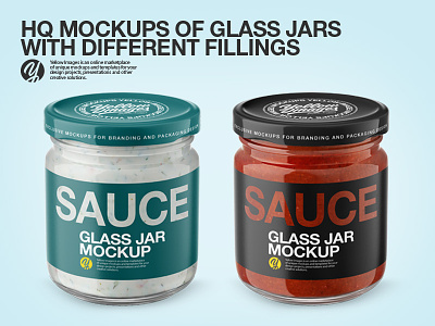 Glass Jars PSD Mockups glass jar mockup mockups packaging packaging design sauce jar yellow images