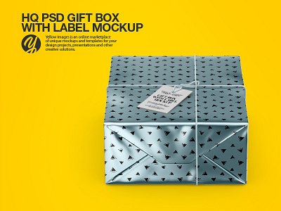 Box with Label PSD Mockup 3d design mockup packaging render yellow images