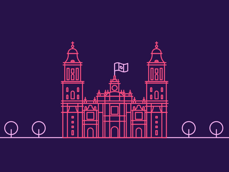Landmarks animation buildings city landmarks mexico vector