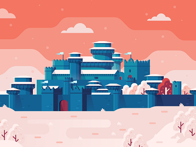 Winterfell buildings castle flat game of thrones graphic illustration stark vector westeros winter winterfell