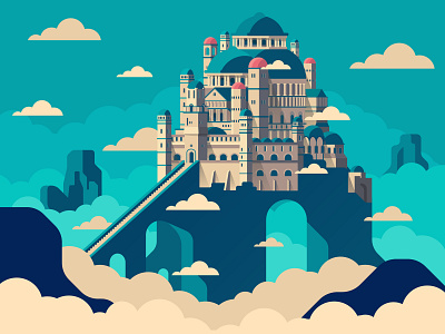The Eyrie buildings castle eyrie flat game of thrones graphic illustration mountain vector