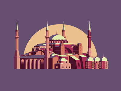 Hagia Sophia building flat graphic hagia sophia illustration istanbul turkey vector