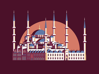 Blue Mosque blue mosque flat graphic illustration istanbul mosque turkey vector