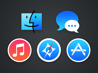 Flattened OS X icons 10.10 apple appstore finder flat icons ios 7 itunes messages osx safari yosemite