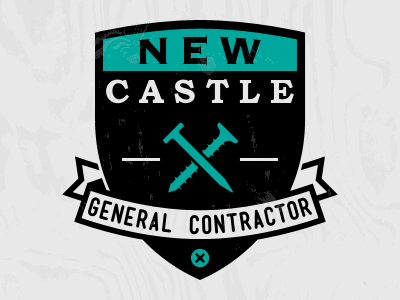 New Castle construction contractor crest logo nail screw shield