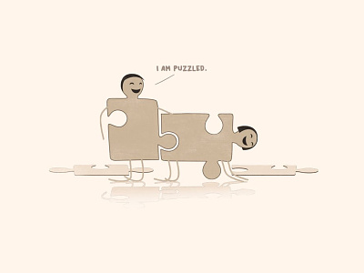 Solving The Puzzle Gone Wrong brown cartoon clever concept art cute dirty funny humor puzzle piece