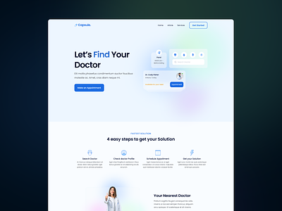 Capsule. appointment blue calendar clinic dashhboard doctor form gradient home page hospital list main page nurse patient sign in sign up ui design ux design