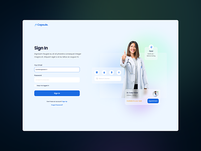 Capsule. - Sign In blur clinic doctor gradient hospital sign in sign up uiux user expreince design user interface design