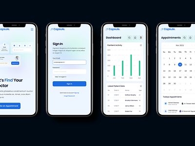 Capsule. - Appointment Template app appointment calendar capsule dashboard design doctor glow hospital like search sign in sign up