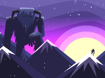 MOUNTAIN GIANT beast illustration vector