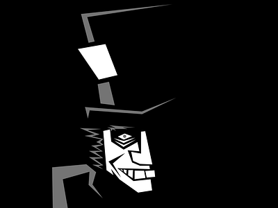 MAD HATTER black and white character design illustration vector art