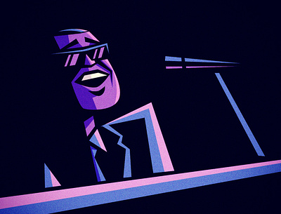 RAY CHARLES caricature character design illustration portrait