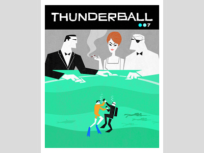THUNDERBALL book cover character design illustration james bond movie poster saul bass vector